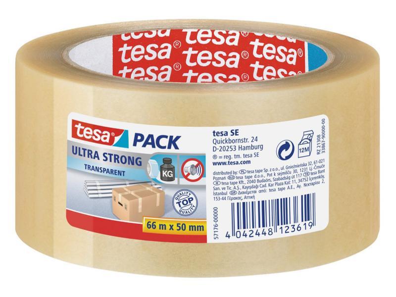 Tesa Klebeband Ultra Strong PVC 50mm/66 Meter (57176 Transparent)