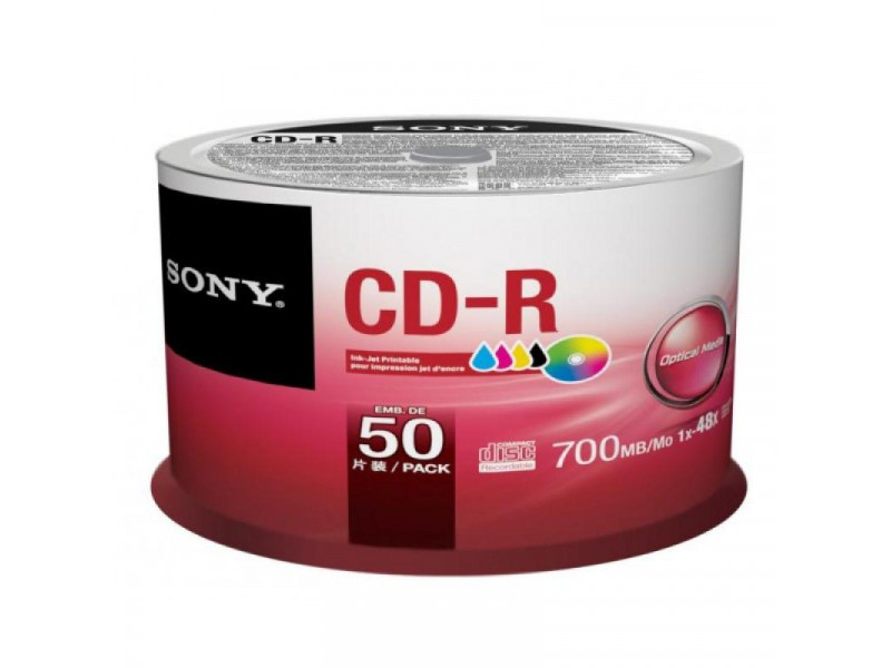 CD-R 80 Sony 48x Inkjet white 50er Cakebox 50CDQ80PP