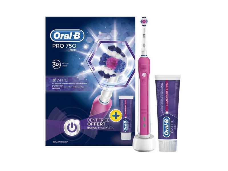 Oral-B Zahnbürste PRO 750 +Zahnpasta 75ml pink/weiss