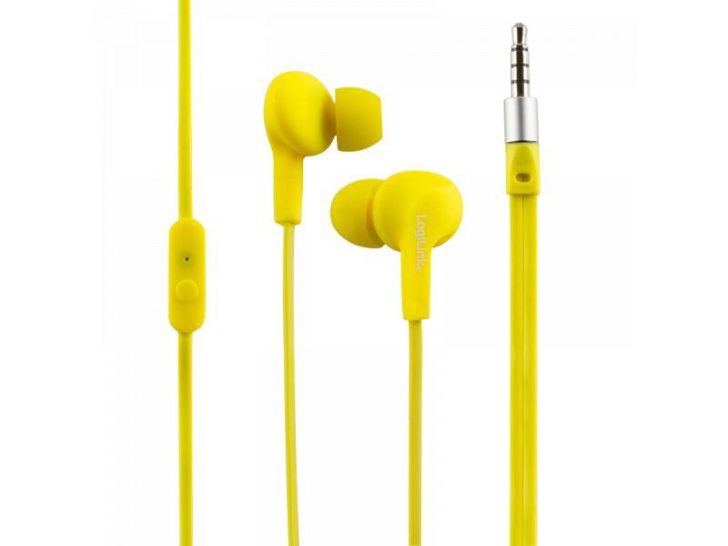 Logilink Wassergeschütztes (IPX6) Stereo In-Ear Headset, Gelb (HS0043)