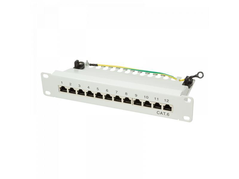 Logilink Patchpanel 10 CAT6 12-Port geschirmt, Grau (NP0041)