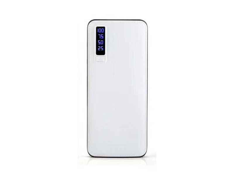 Powerbank 20000mAh LEDER DESIGN mit LED Lampe und 3x USB (Weiß)