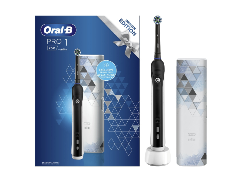 Oral-B Pro 750 Cross Action, Black +Travel Case