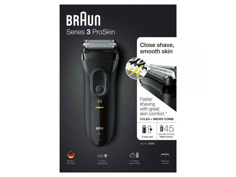 Braun Series 3 Folienschaber/Trimmer/Herrenrasierer 3020s schwarz