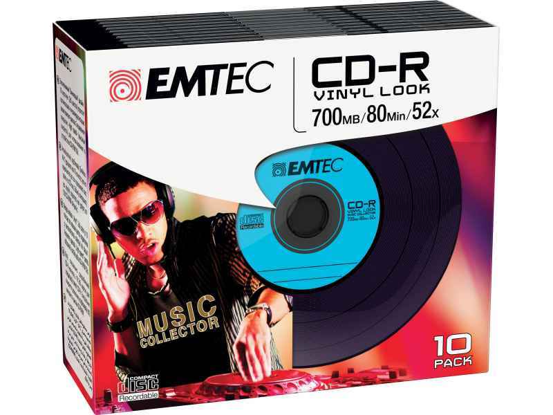 EMTEC CD-R Vinyl Look 700MB/52x Slim-Case (10 stk)