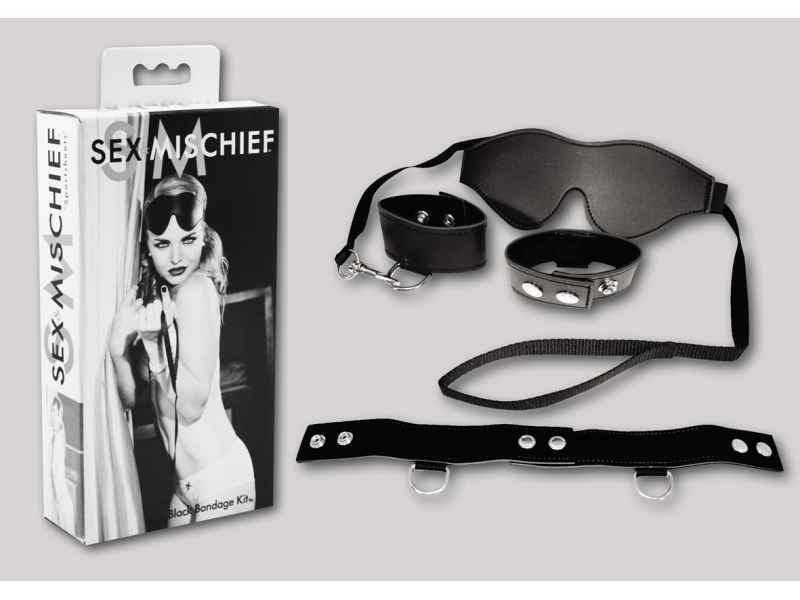 SEX & MISCHIEF BLACK BONDAGE KIT, FESSELSET, SCHWARZ