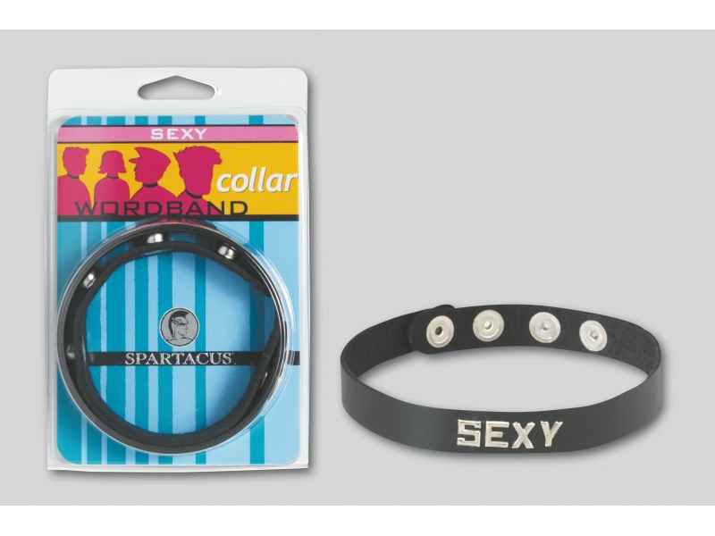 WORDBAND LEDER HALSBAND, ZOLLSEXYZOLL, VERSTELLBAR 32-40CM