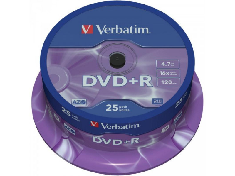 DVD+R 4.7GB Verbatim 16x 25er Cakebox 43500