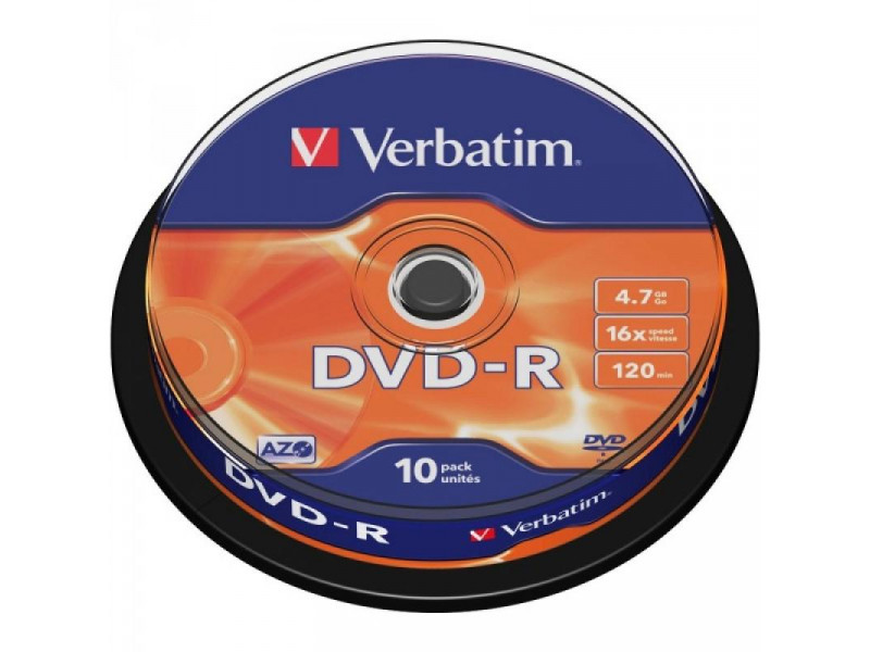 DVD-R 4.7GB Verbatim 16x 10er Cakebox 43523