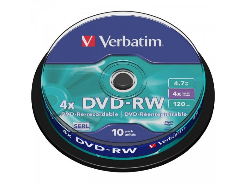 DVD-RW 4.7GB Verbatim 4x 10er Cakebox 43552