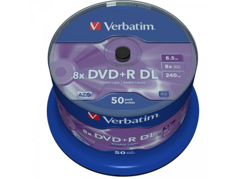 DVD+R 8.5GB Verbatim 8x DL Mattsilver SF 50 CB 43758