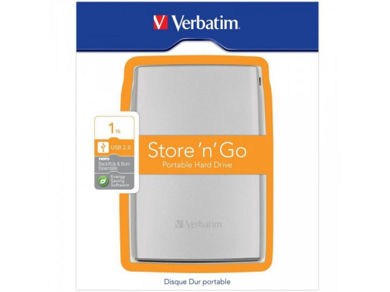 HDD 2.5 USB3 1TB Verbatim Store \'n\' Go Silver 53071