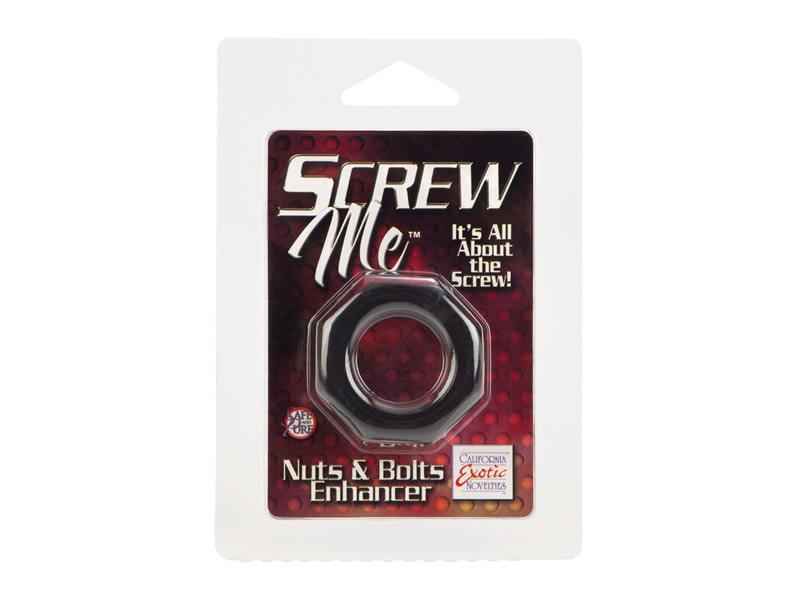 SCREW ME NUTS & BOLTS ENHANCERSINGLE COCK RING, SMOKE, 3, 8CM