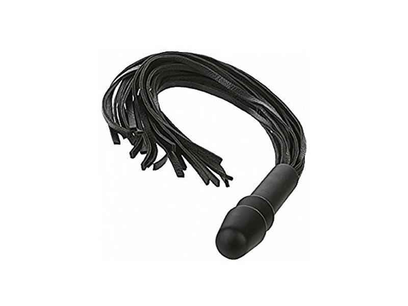 WHIP IT, VAC-U-LOCK, LEDER PEITSCHE MIT PLUG, SCHWARZ, 37, 5CM