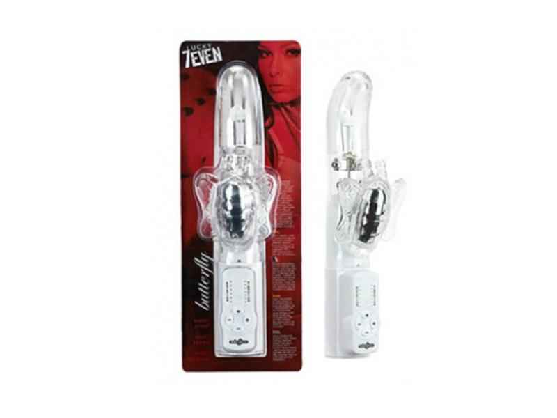 LUCKY 7 BUTTERFLY G-SPOT PERLVIBE, SCHMETTERLING, CLEAR, 17CM