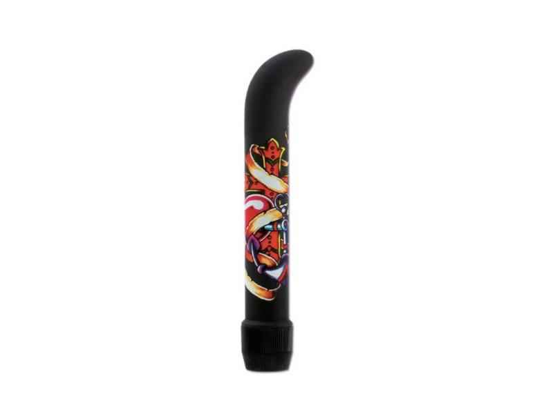 INKED G-VIBES MASSAGER, MIT TATOO, SCHWARZ, 16CM X 3CM