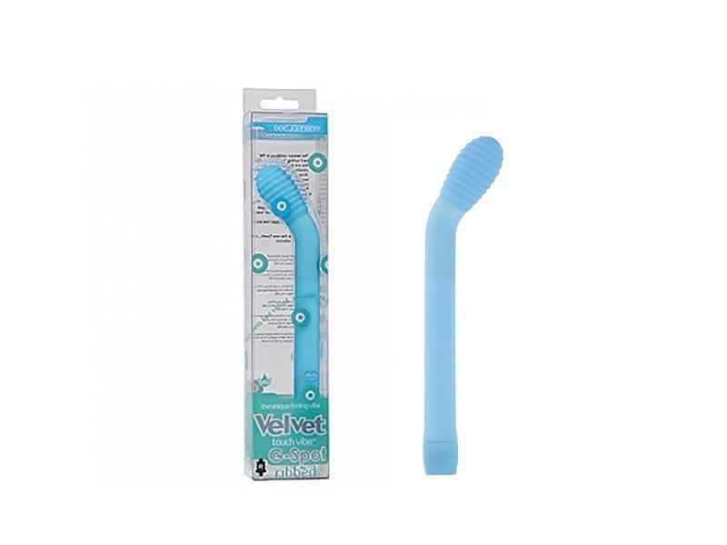 VELVET TOUCH G-SPOT VIBE, WASSERFEST, RIBBED, BLAU, 15, 8CM