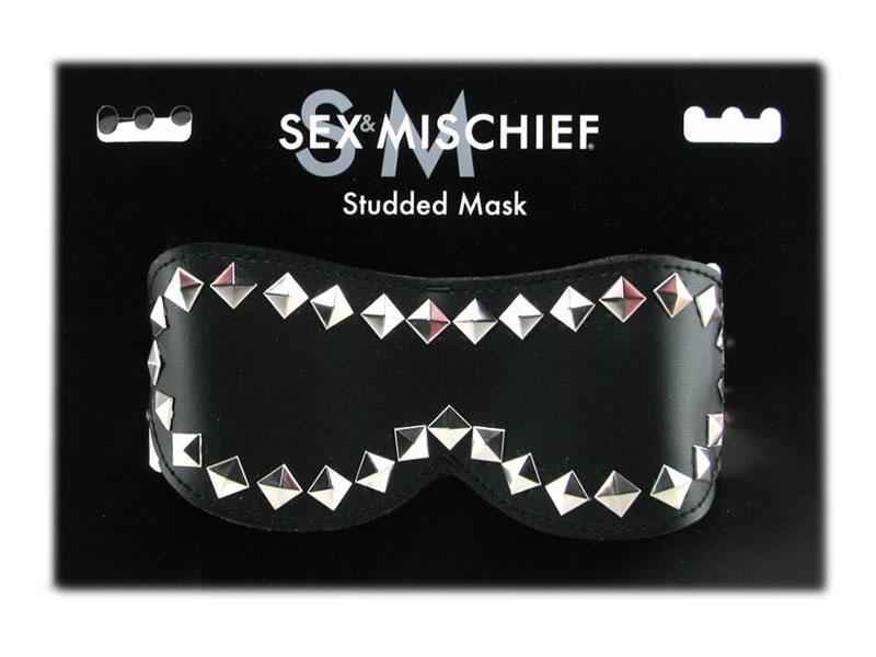 SEX & MISCHIEF STUDDED MASK, AUGENMASKE MIT NIETEN. SCHWARZ