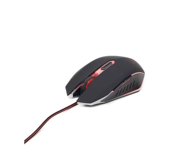 Gembird Maus USB 2400 DPI Beidhändig Schwarz Rot MUSG-001-R