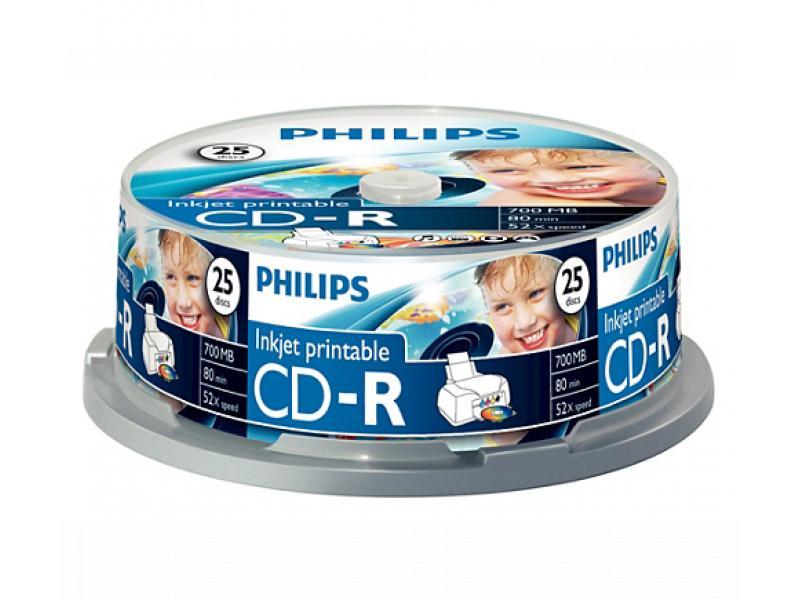 CD-R Philips 700MB 25pcs spindel inkjet printable CR7D5JB25/00