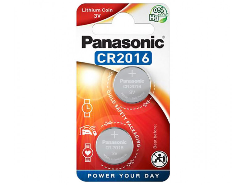 Panasonic Batterie Lithium CR2016 3V Blister (2-Pack) CR-2016EL/2B