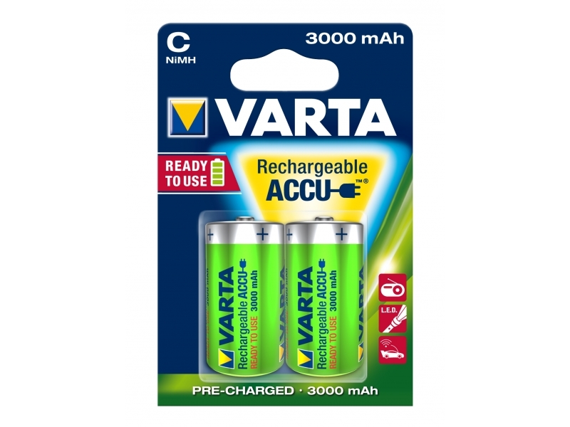 Varta Akku NiMH Baby C HR14, 1.2V/3000mAh Ready2Use (2-Pack) 56714 101 402