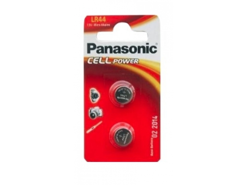 Panasonic Batterie Alkaline LR44 V13GA, 1.5V Blister (2-Pack) LR-44EL/2B