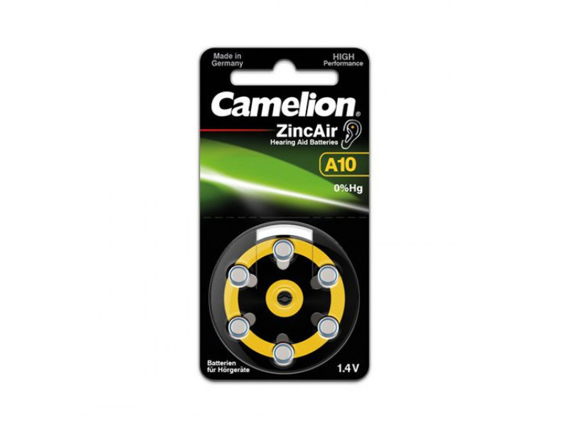 Hörgeräte Batterie Camelion Zink-Luft Zelle A10 0% Mercury/Hg Gelb (6 St.)