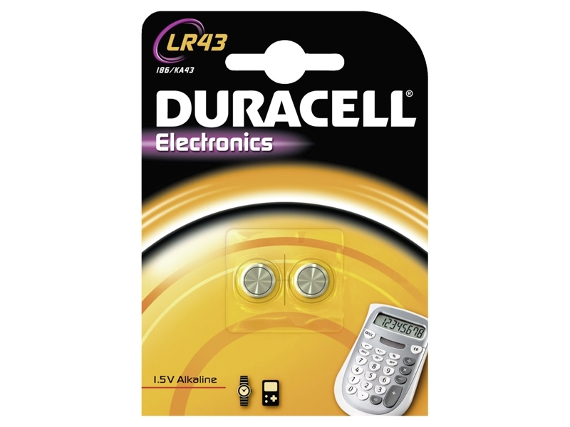 Duracell Batterie Alkaline Knopfzelle LR43 1.5V Blister (2-Pack) 052581