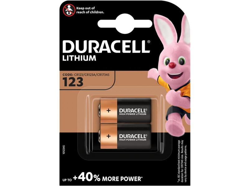 Duracell Batterie Lithium CR123A 3V Blister (2-Pack) 020320