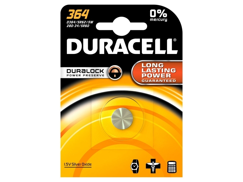 Duracell Batterie Silver Oxide Knopfzelle 364, 1.5V Blister (1-Pack) 067790