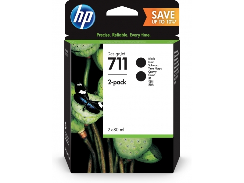 HP 711 80ml Tintenpatrone Schwarz 2-Pack P2V31A