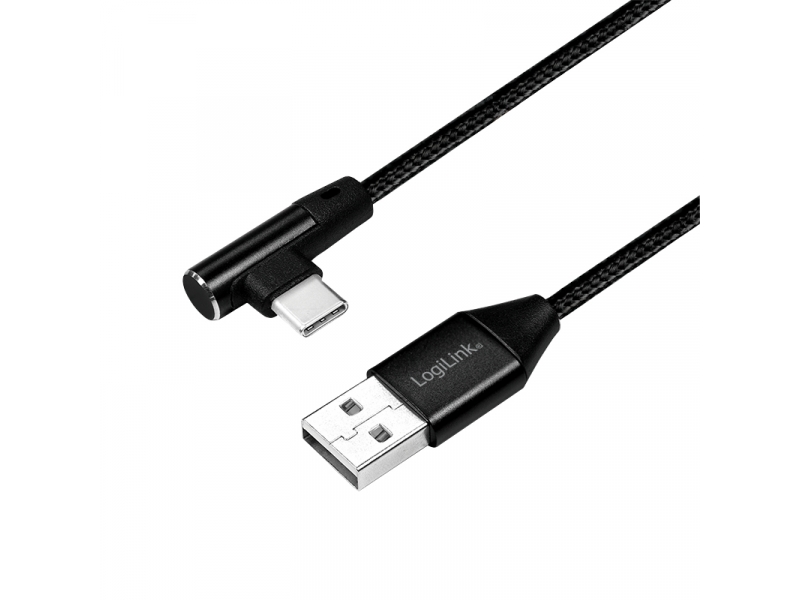 LogiLink USB-Stecker USB 2.0 zu USB-C (90° gewinkelt) 0,3m CU0137