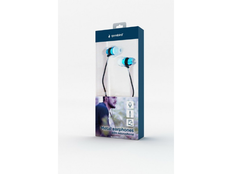 Gembird In-Ear Kopfhörer mit Mikrofon blau MHS-EP-002