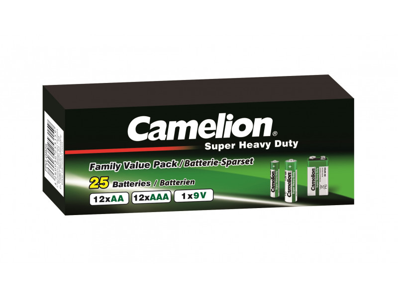 Camelion Batterie-Sparset Super Heavy Duty (25 Stk.=12xAA, 12xAAA, 1x9V)