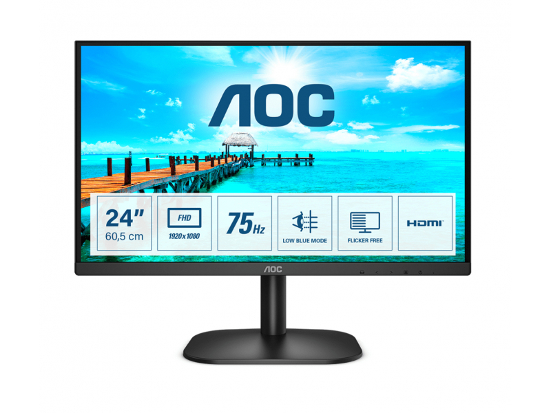 AOC 60cm/24\'\' (1920x1080)- HDMI VGA VESA Full HD Black 24B2XHM2