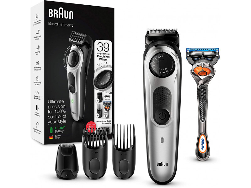 BRAUN Beard Trimmer mit Gillette Fusion5 BT5265 silber