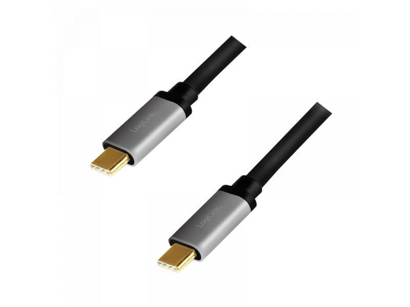 LogiLink USB 3.2 Kabel CUA0106 C/M zu C/M, PD3 1,5m (Schwarz/Grau)