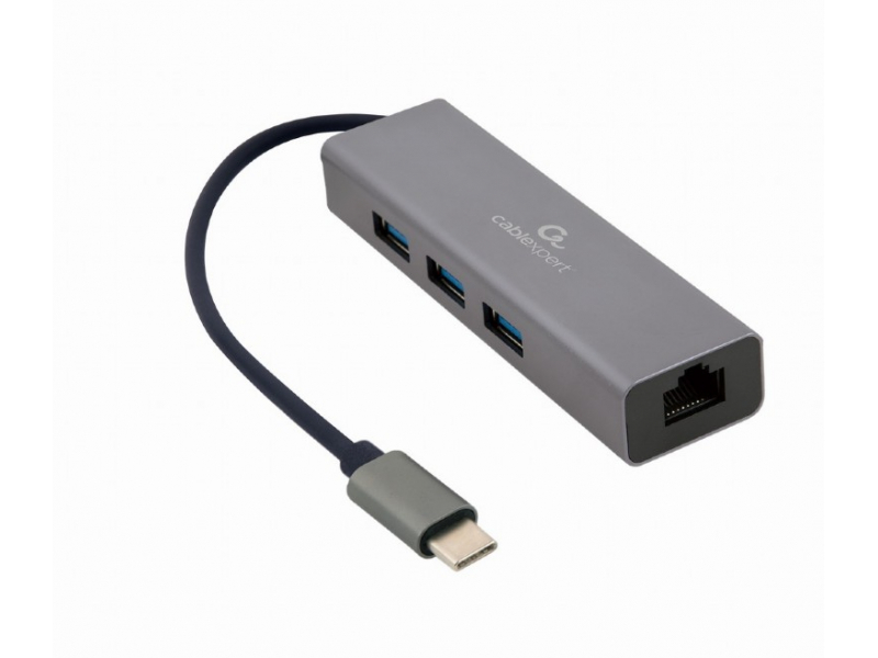 CableXpert USB-C Gigabit network adapter with 3-port  A-CMU3-LAN-01