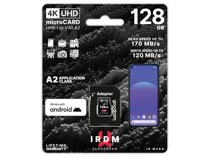 GOODRAM IRDM microSDXC 128GB V30 UHS-I U3 + adapter IR-M2AA-1280R12