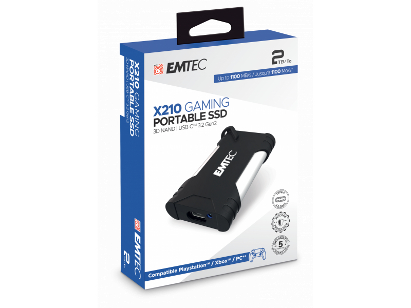 EMTEC X210G GAMING Portable SSD 2TB 3.2 Gen2 3D NAND USB-C ECSSD2TX210G