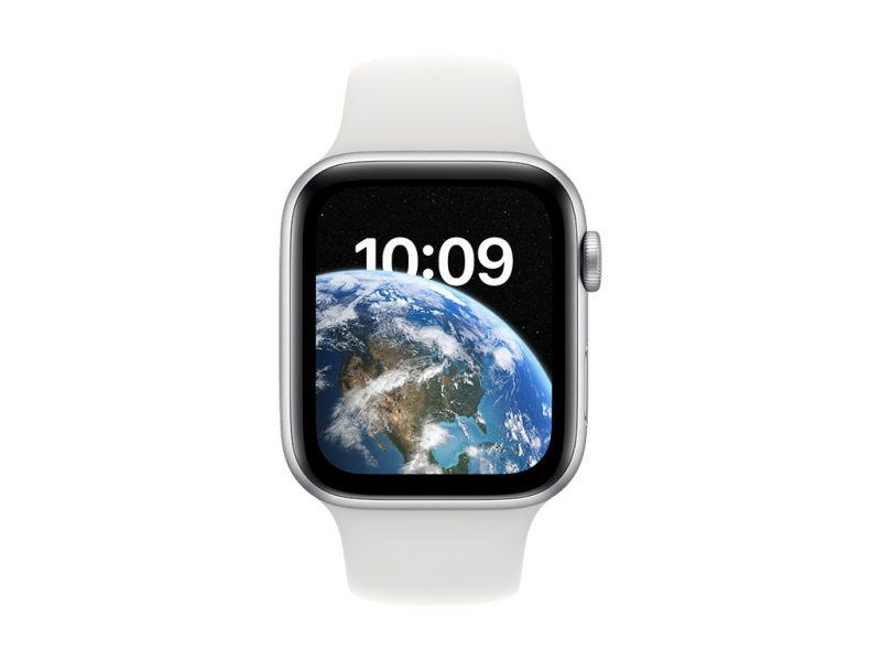 Apple Watch SE (2022) silver aluminium 44mm white sport band DE - MNK23FD/A