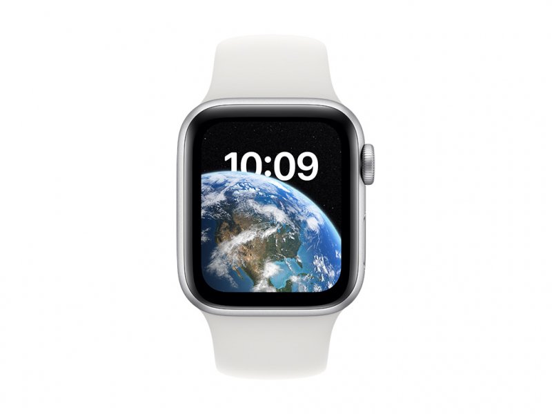 Apple Watch SE GPS 40mm Silver Aluminium Case White Sport Band MNJV3FD/A