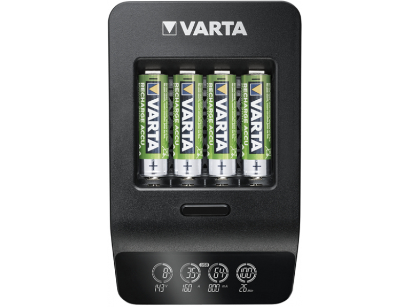 Varta Akku Universal Ladegerät, LCD Smart Charger inkl. Akkus, 4xMignon, AA