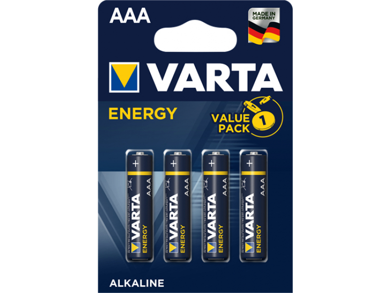 Varta Batterie Alkaline, Micro, AAA, LR03, 1.5V - Energy, Blister (4-Pack)