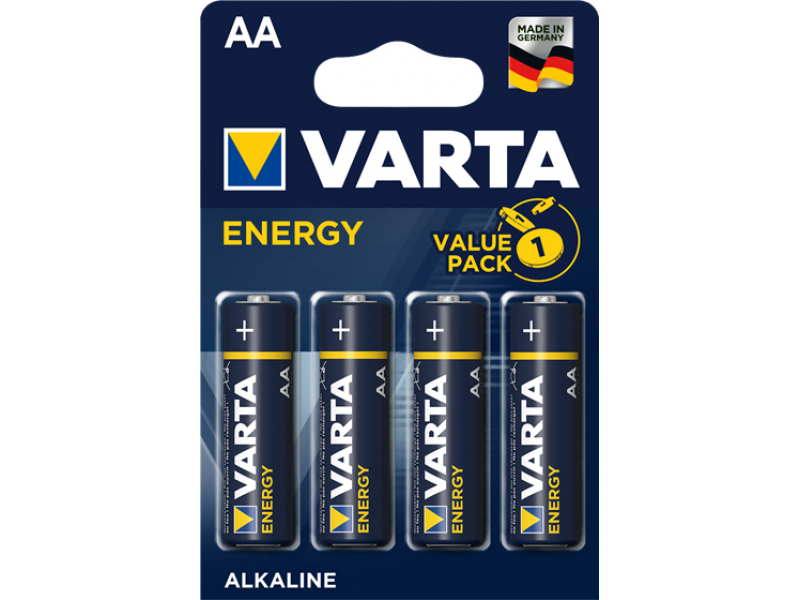 Varta Batterie Alkaline, Mignon, AA, LR06, 1.5V - Energy, Blister (4-Pack)