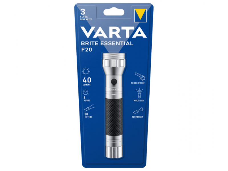 Varta LED Taschenlampe Brite Essential F20 inkl. 2x Batterie Baby C