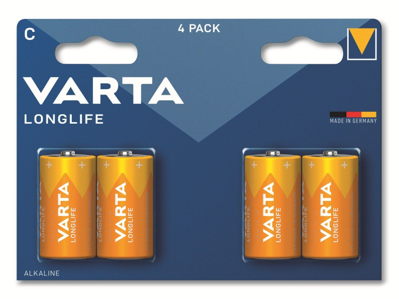 Varta Batterie Alkaline, Baby, C, LR14, 1.5V - Longlife, Blister (4-Pack)