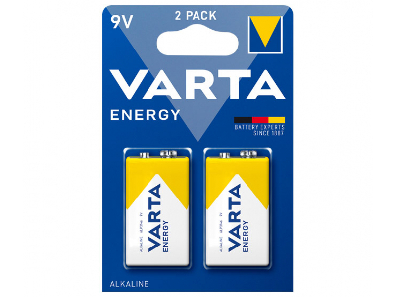 Varta Batterie Alkaline, E-Block, 6LR61, 9V - Energy, Blister (2-Pack)