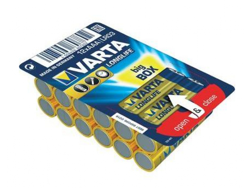 Varta Batterie Alkaline, Micro, AAA, LR03, 1.5V - Longlife, Box (12-Pack)